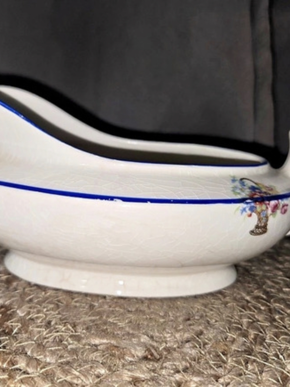 Noritake L 235 Floral Gravy Boat in White & Blue